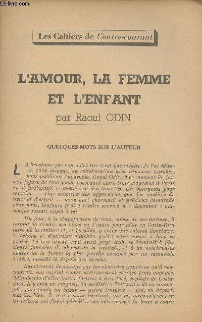 Les cahiers de Contre-Courant - L'amour, la femme et l'enfant