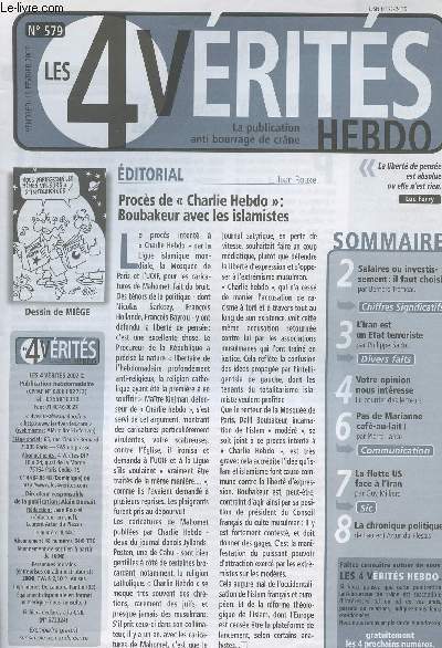 Les 4 Vrits Hebdo - La publication anti bourrage de crne - N579 - Procs de 