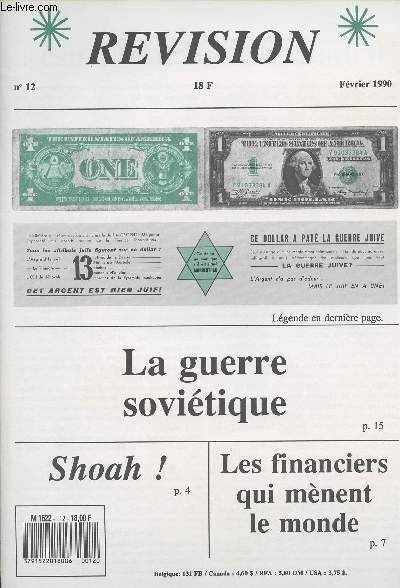 Revision n12 - La guerre sovitique - Shoah ! - Les financiers qui mnent le monde - Jsus le corps et l'esprit - Evolution politique de la bourgeoisie capitaliste
