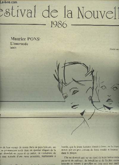 Festival de la Nouvelle - 1986 - Maurice Pons - L'meraude (indit) - Illustr par Delius