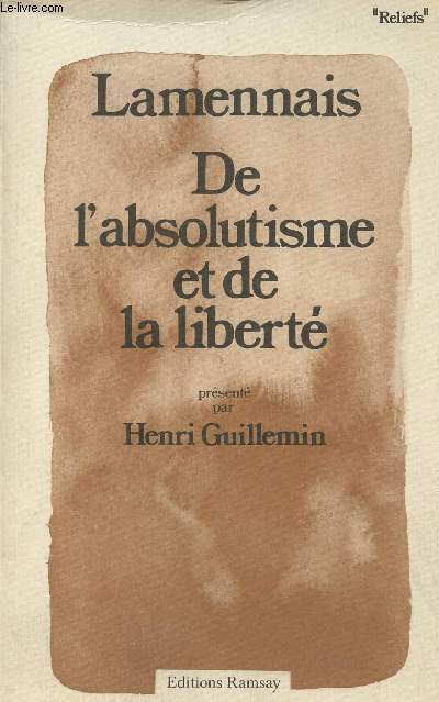 De l'absolutisme et de la libert- collection 