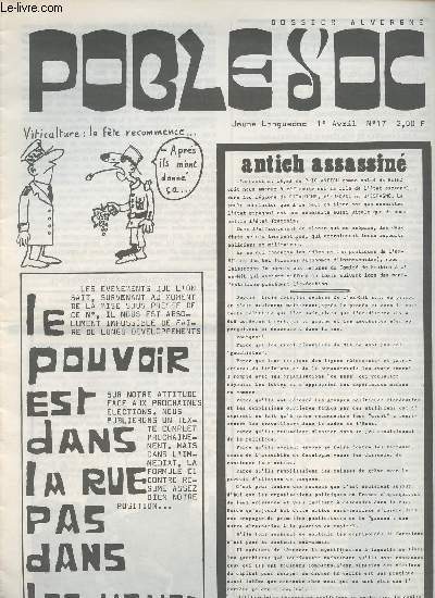 Poble d'Oc - Jeune Lanquedoc n17 - Le pouvoir est dans la rue pas dans les urnes - Dossier Auvergne - Quelle social-dmocratie pour l'Occitanie ?