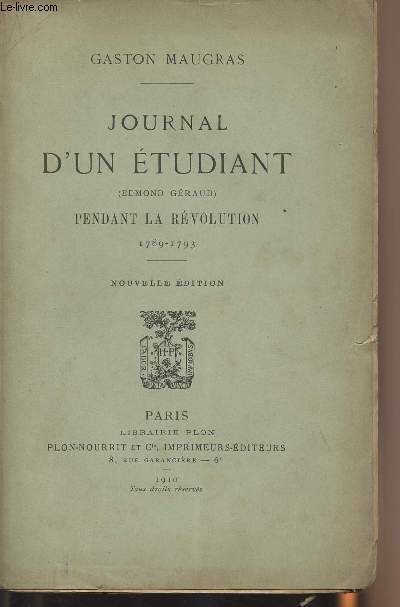 Journal d'un tudiant (Edmond Graud) pendant la rvolution 1789-1793
