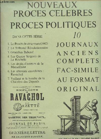 Journaux du temps pass - Nouveaux procs clbres - Procs politiques - 10 journaux anciens complts fac-simil au format original