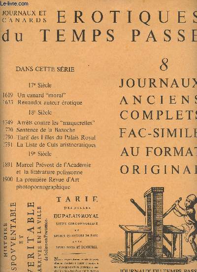 Journaux du temps pass - Erotiques du temps pass - 8 journaux anciens complets fac-simil au format original