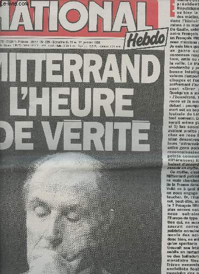National Hebdo n599 semaine du 11 au 17 janv. 96 - Mitterrand l'heure de vrit - Intox  Marignane - Corse : les dessous de l'explosion - Les associations qui se sucrent...
