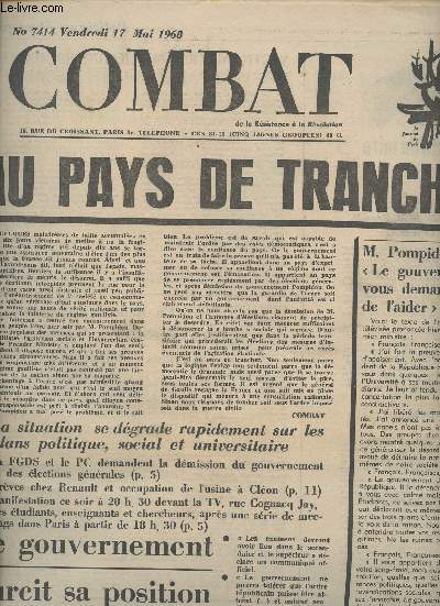 Combat, de la Rsistance  la Rvolution n7414 vend. 17 mai 68 - Au pays de trancher - M. Pompidou : 