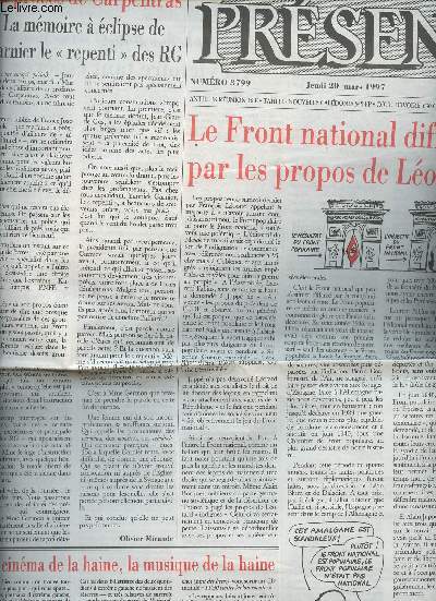 Prsent n3799 jeudi 20 mars 97 - Le FN diffam par les propos de Lotard - Au procs de Carpentras, La mmoire  clipse de Garnier le 