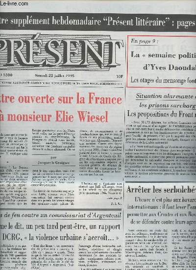 Prsent n3380 sam. 22 juil. 95 - Lettre ouverte sur la France  Monsieur Elie Wiesel - La 
