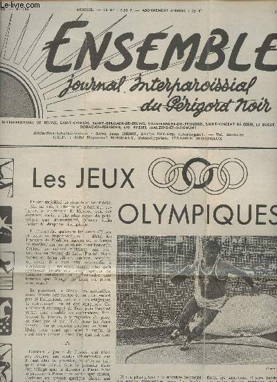 Ensemble, journal interparoissial du Prigord Noir n189 18e anne juin 80 - Les jeux olympiques ! - Le saviez-vous ? Jrusalem: Le rabbin de Grande-Bretagne condamn par le rabbinat d'Isral