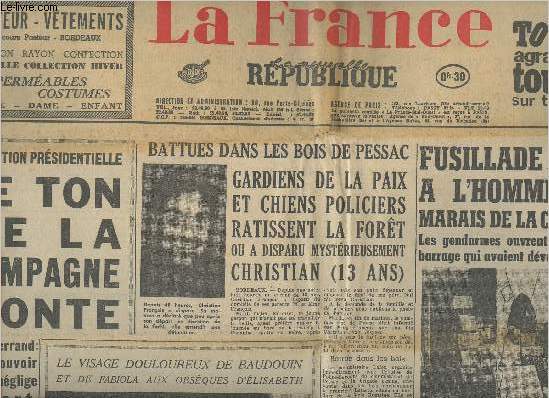 La France, La nouvelle rpublique N6725 jeudi 2 dc. 65 - Election prsidentielle, le ton de la campagne monte, M. Mitterrand 