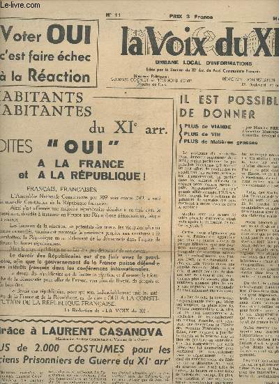 La Voix du XIe n11 mai 46 - Habitants, habitantes du XIe dites 