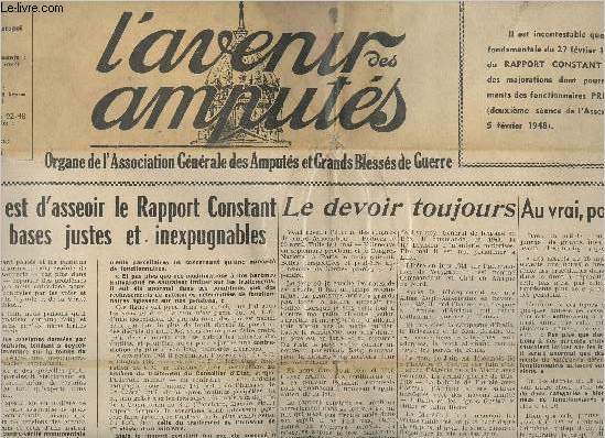 L'Avenir des Amputs n209 - Notre but est d'asseoir le Rapport Constant sur des bases justes et inexpugnables - le devoir toujours - Au vrai, pour vrai, dans le vrai - Les taux des pensions des veuves de guerre - Sous le signe du 30e anniversaire