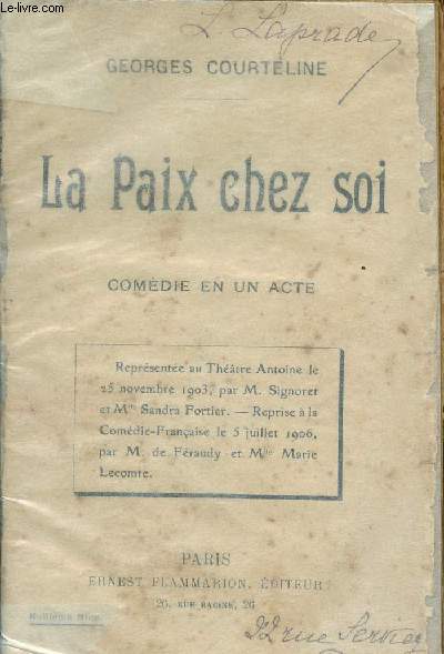 La paix chez soi - Comdie en un acte