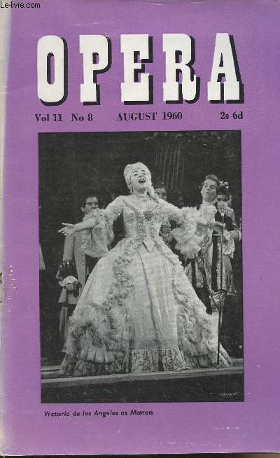 Opera vol 11 n8 August 1960 - Victoria de los Angeles as Manon - An Introduction to Poulenc's 