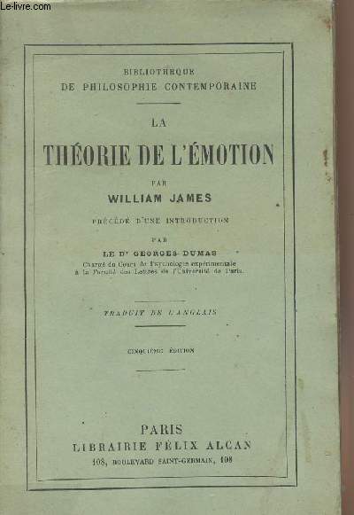 La thorie de l'motion - Prcd d'une introduction par Le Dr Georges Dumas