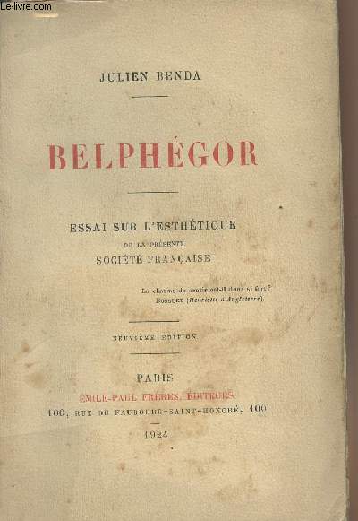 Belphgor - Essai sur l'esthtique de la prsente socit franaise
