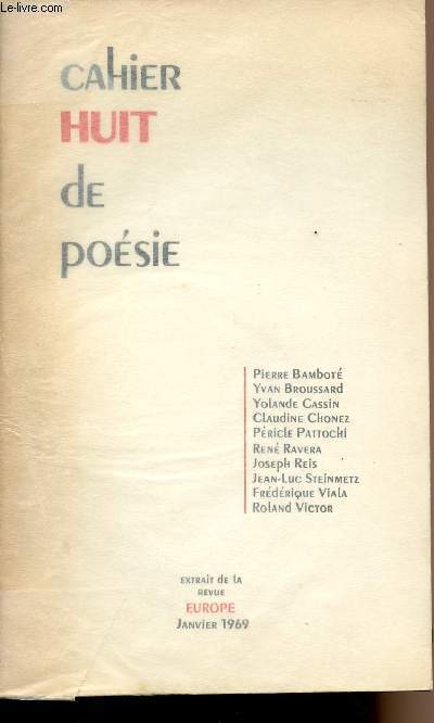 Cahier huit de posie - Extrait de la revue Europe - Janvier 1969