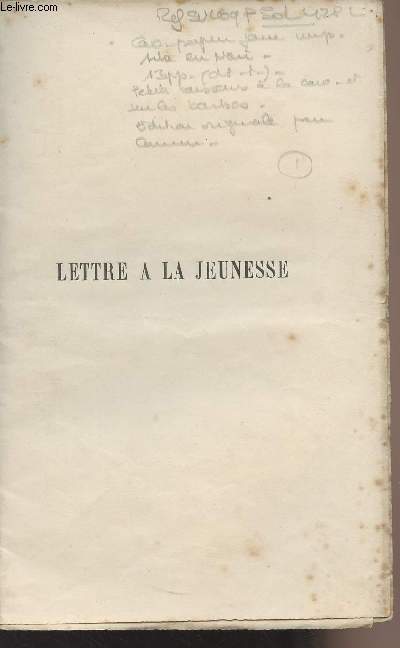 Lettre  la jeunesse