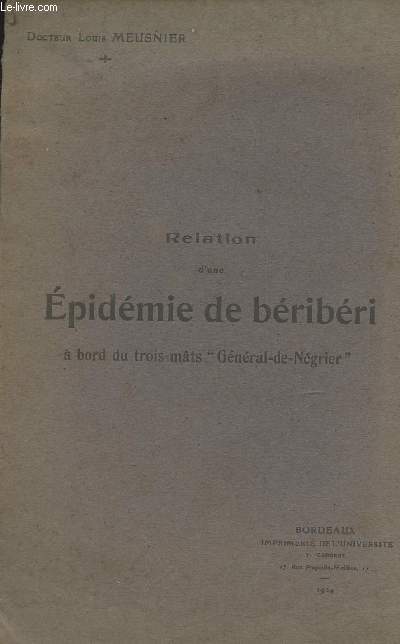 Relation d'une pidmie de bribri  bord du trois-mts 