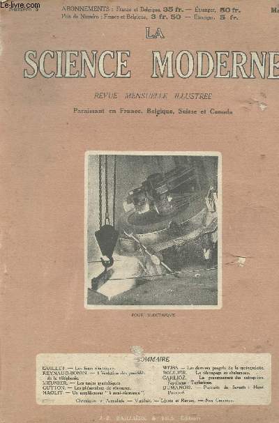 La Science Moderne - Revue mensuelle illustre n5 - Mai 1924 - Les fours lectriques - L'volution des procds de la tlphonie - Les tanins synthtiques - Les phnomnes de rsonance - Un amplificateur 