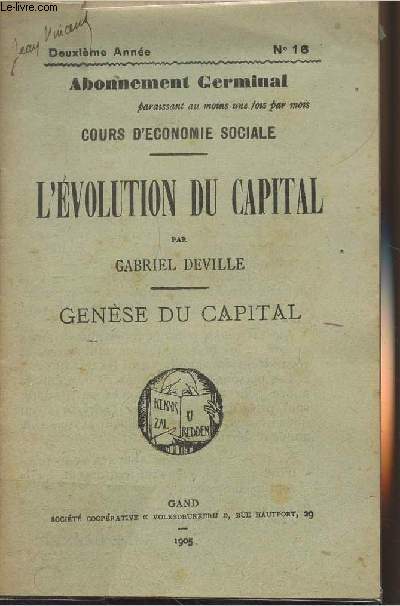 L'volution du capital - Gense du capital - Cours d'conomie sociale - 2e anne n16