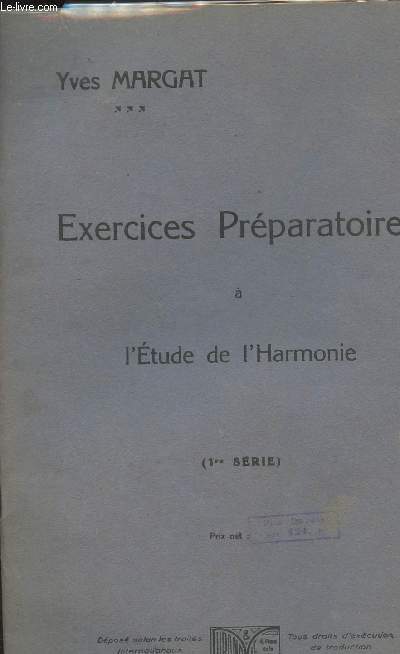 Exercices prparatoires  l'tudes de l'Harmonie (1re srie)