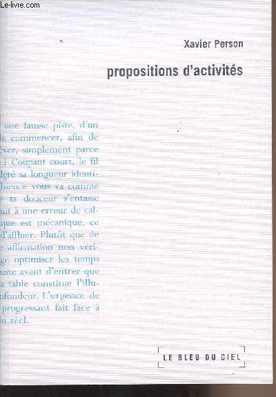 Propositions d'activits