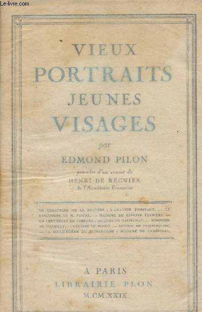 Vieux portraits jeunes visages - Prcds d'un sonnet de Henri de Rgnier