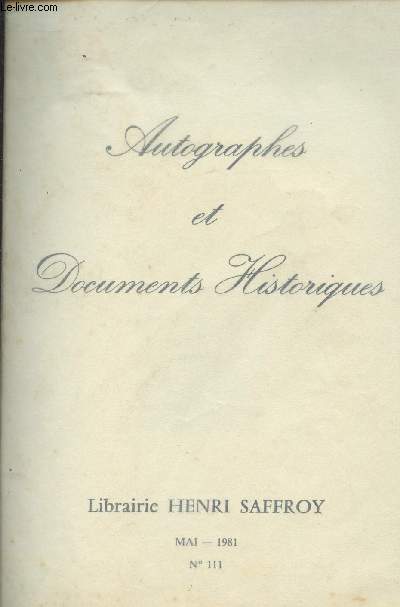 Autographes et documents historiques, Mai 1981 n111