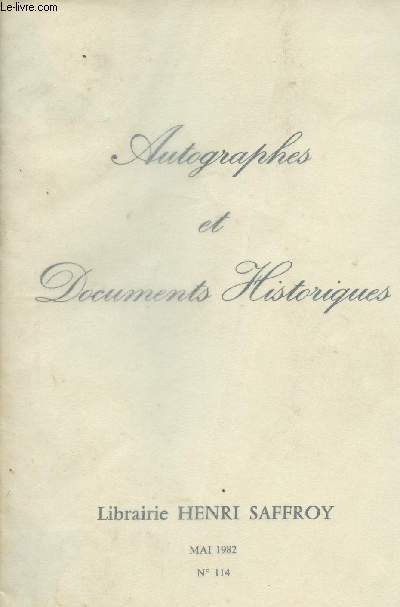 Autographes et documents historiques, Mai 1982 n114