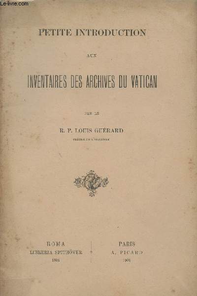 Petite introduction aux inventaires des archives du Vatican