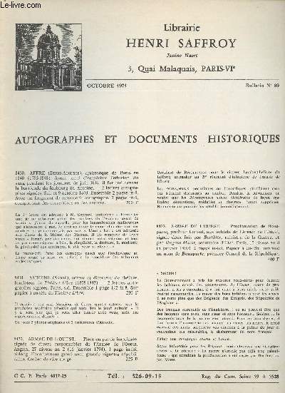 Autographes et documents historique - Octobre n89