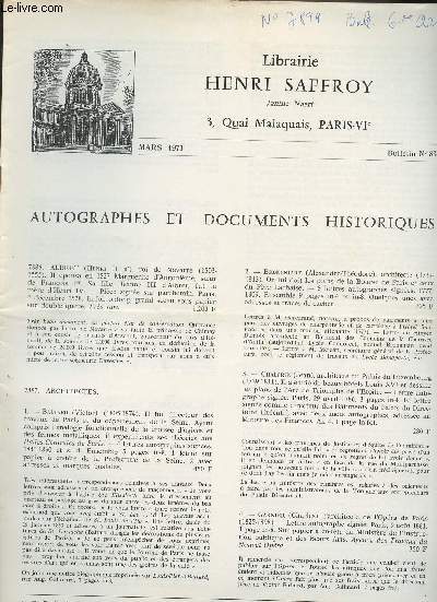 Autographes et documents historique - Mars 1973 n83