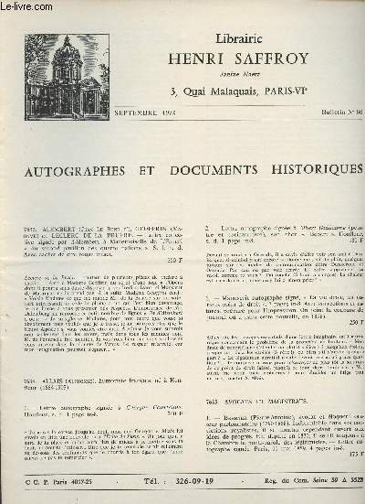 Autographes et documents historique - Septembre 1972 n80
