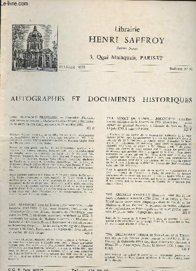Autographes et documents historique - Janvier 1972 n77