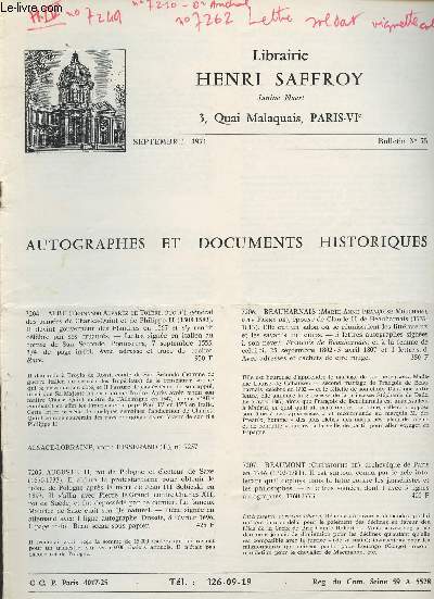 Autographes et documents historique -Septembre 1971 n75