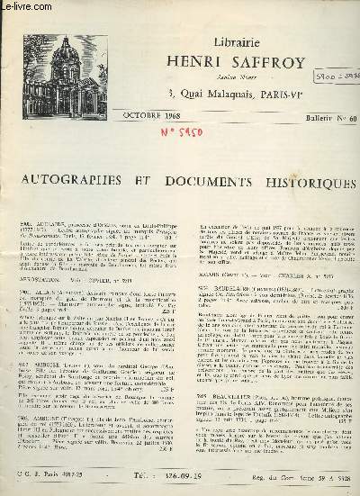 Autographes et documents historique - Octobre 1968 n60