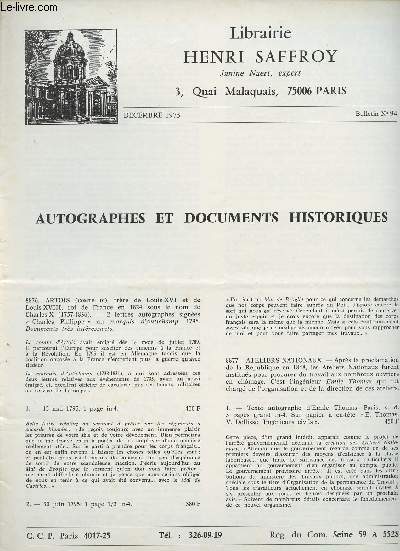 Autographes et documents historique - Dcembre 1975 n94