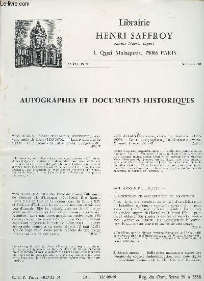 Autographes et documents historique - Avril 1978 n101