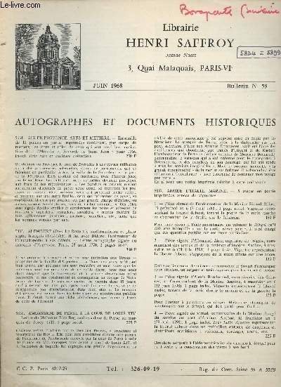 Autographes et documents historique - Juin 1968 n59