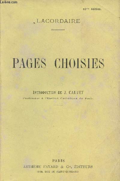 Pages choisies - Introduction de J. Calvet