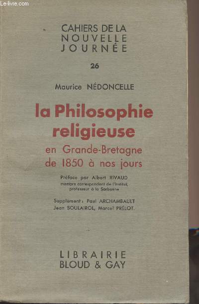 La philosophie religieuse en Grande-Bretagne de 1850  nos jours - 