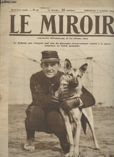 Le Miroir, 4e anne n50 dim. 8 novembre 1914 - Le sapeur-aviateur Georges Carpentier et son chien allemand 