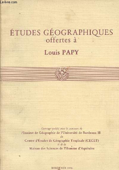 Etudes gographiques offertes  Louis Papy