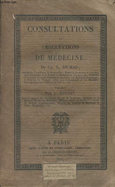 Consultations et observations de mdecine - Publies par le Dr Rouzet