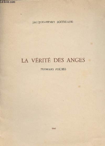 La vtit des anges - premiers pomes