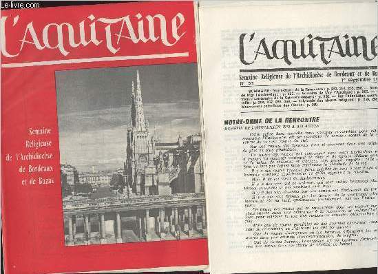L'Aquitaine, semaine religieuse de l'Archidiocse de Bordeaux et de Bazas - N31  36 - 22 septembre au 6 octobre 1972