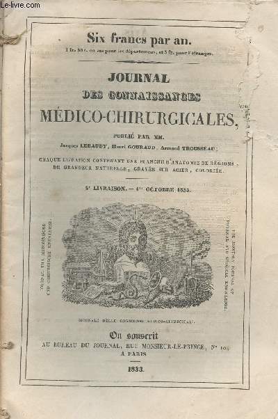 Journal des connaissances mdico-chirurgicales - 2e livraison 1er octobre 1833  12e livraison aot 1934
