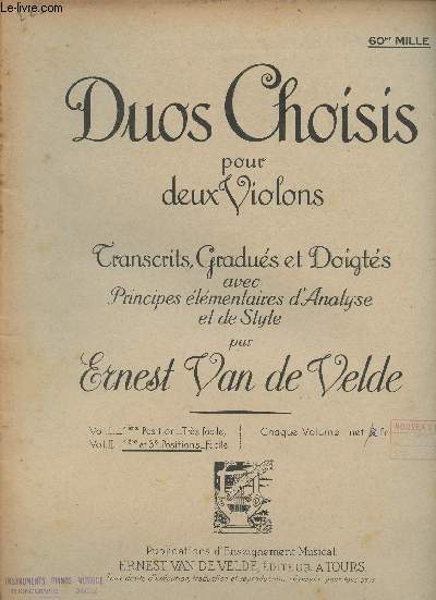Duos choisis pour deux violons - Transcrits, gradus et doigts avec principes lmentaires d'analyse et de style - Vol. II 3e position